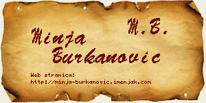 Minja Burkanović vizit kartica